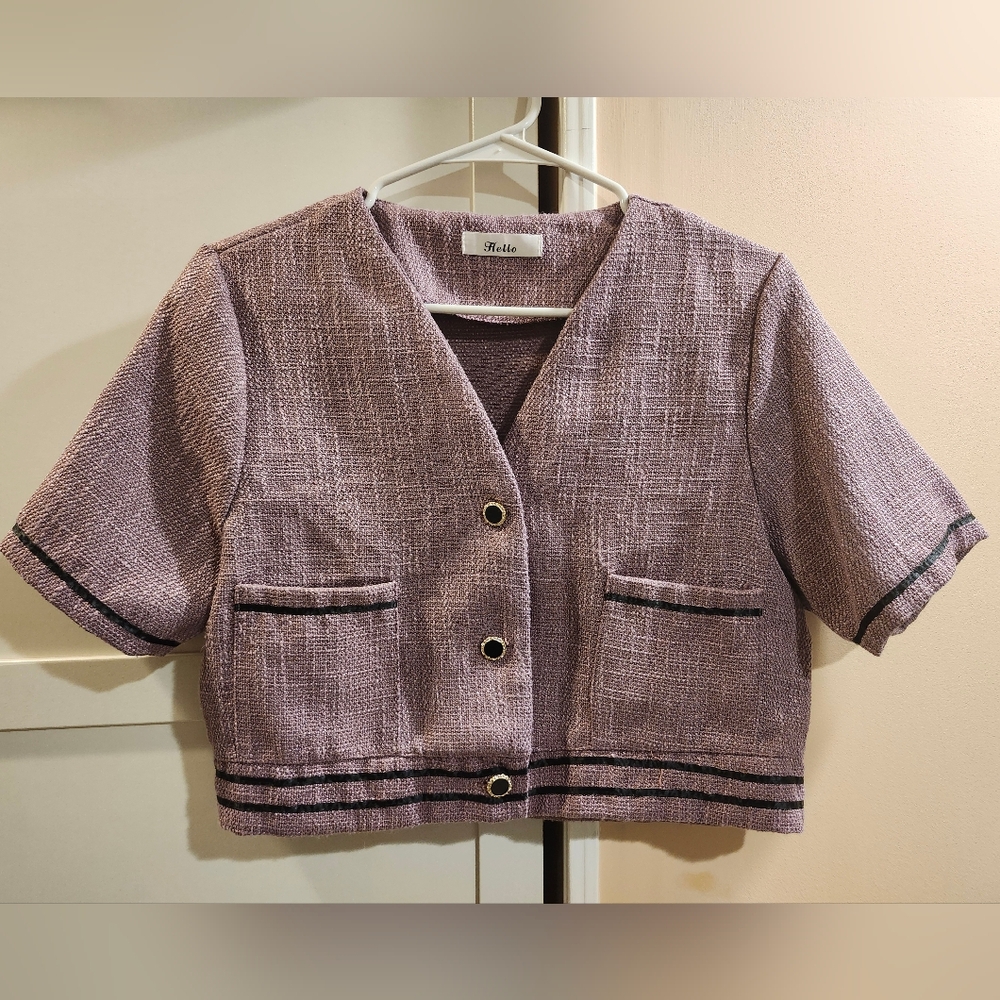 Tweed Cropped Short Sleeve